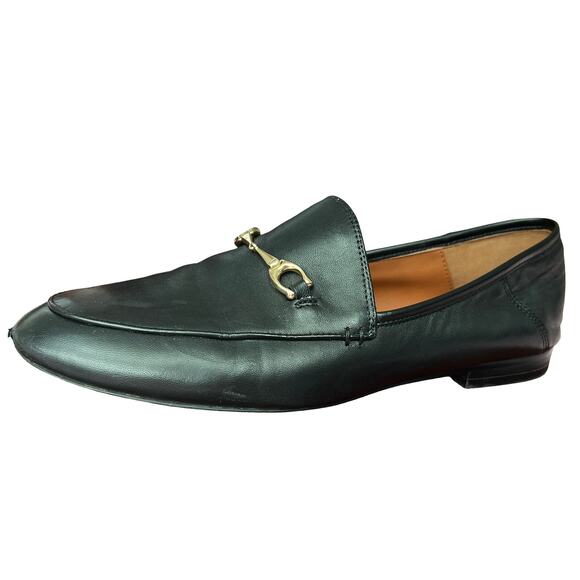 Coach Haley Black Leather Loafers Size 9 Slip-On Flats Classic Parisian Shoe - Picture 7 of 10